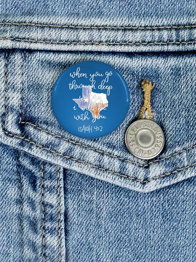 🙏💔Join us in praying for Texas.🙏Vintage Texas Tough When You Go Through Deep Waters, I Will Be With You. Isaiah 43:2 Print Brooch
