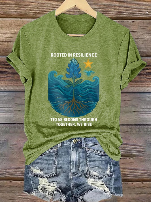 🙏💔Join us in praying for Texas.🙏Retro  Texas Strong Rooted In Resilience Texas Blooms Through Together, We Rise Print T-Shirt