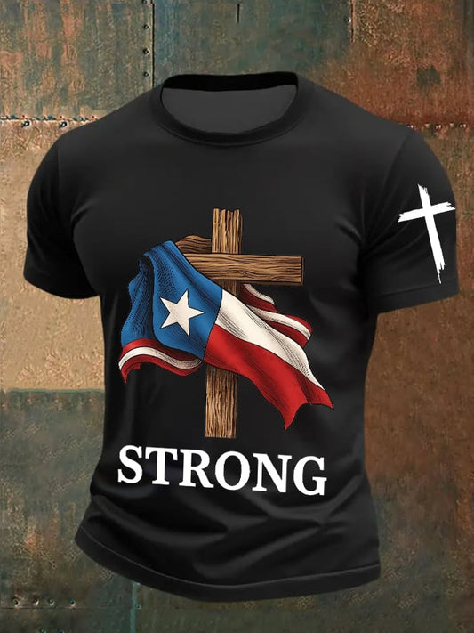 🙏💔Join us in praying for Texas.🙏Men's Vintage Texas Strong Print T-Shirt