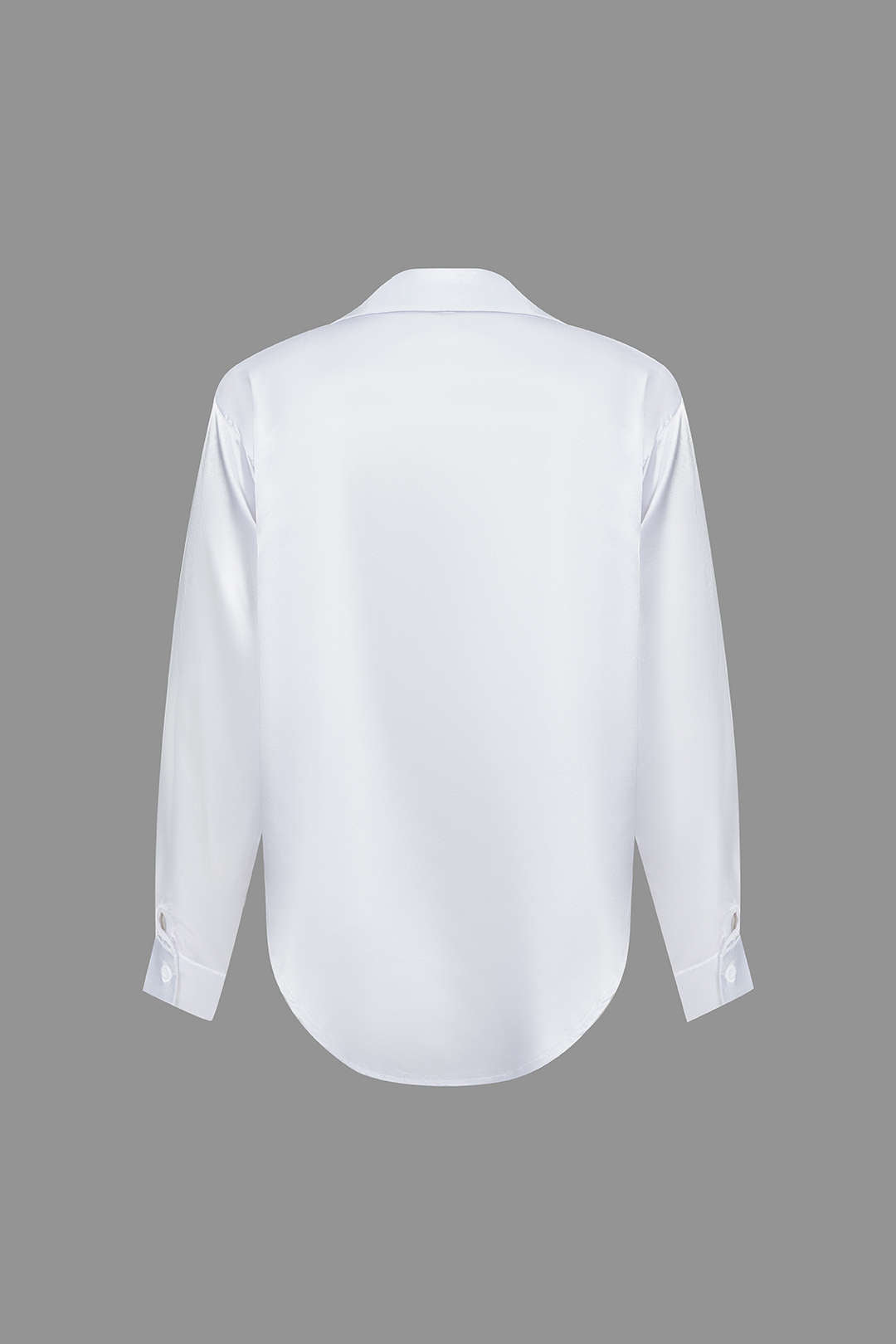 Basic Solid Satin Long-Sleeve Shirt