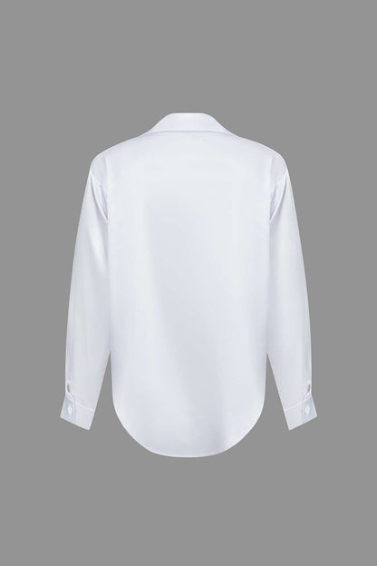 Basic Solid Satin Long-Sleeve Shirt