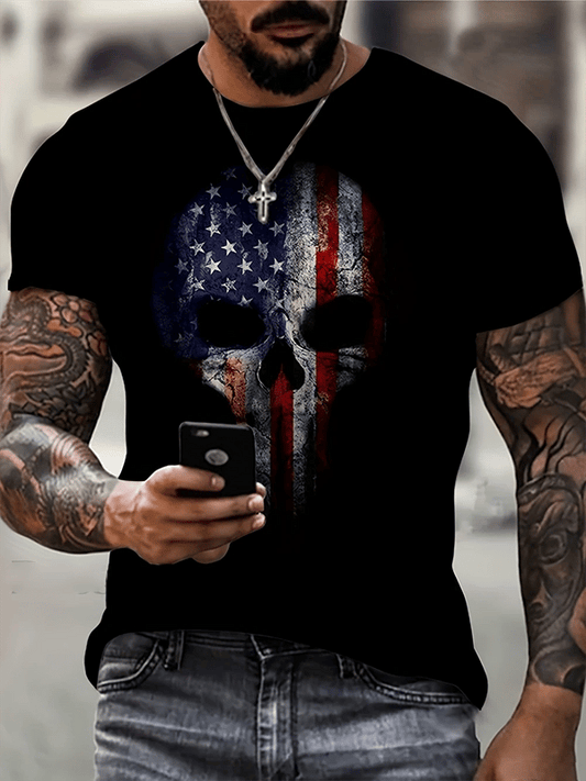 Men's Vintage Skull Print T-Shirt