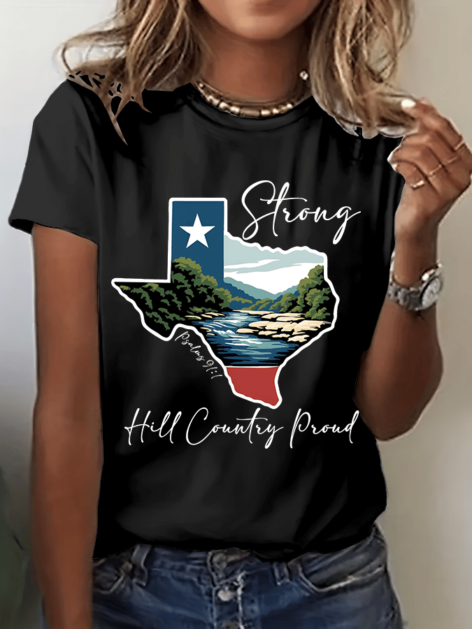 🙏💔Join us in praying for Texas.🙏Women's Texas Strong Print Crew Neck T-Shirt