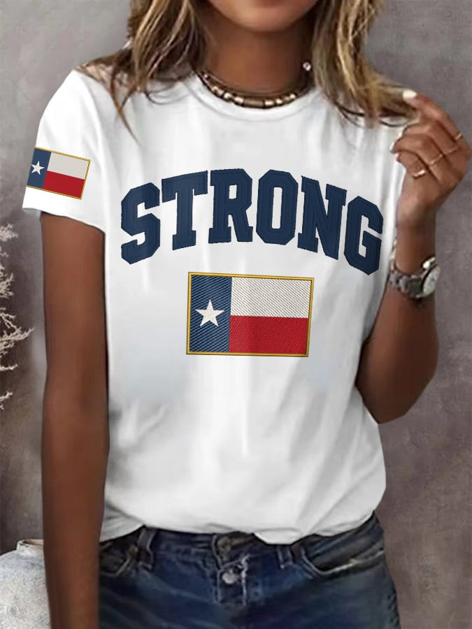 🙏💔Join us in praying for Texas.🙏Retro Texas Strong Print T-Shirt