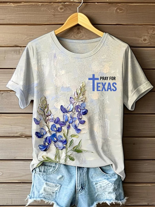 🙏💔Join us in praying for Texas.🙏Women's Pray For Texas Printed Short Sleeve T-Shirt