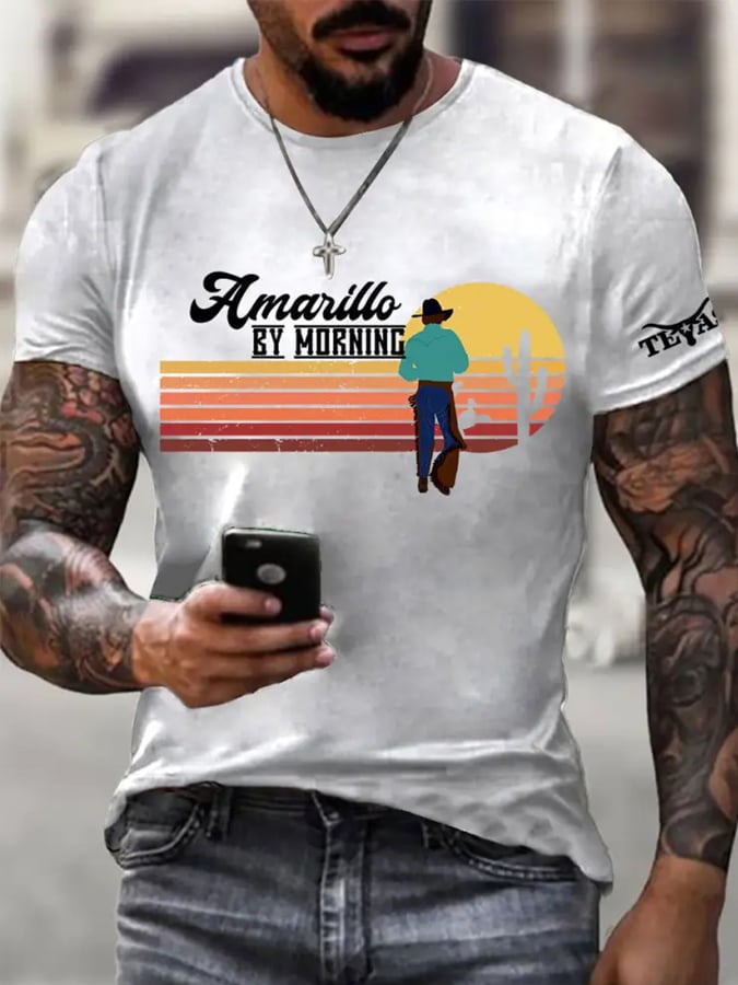 🙏💔Join us in praying for Texas.🙏Men's Amarillo By Morning  Print T-Shirt