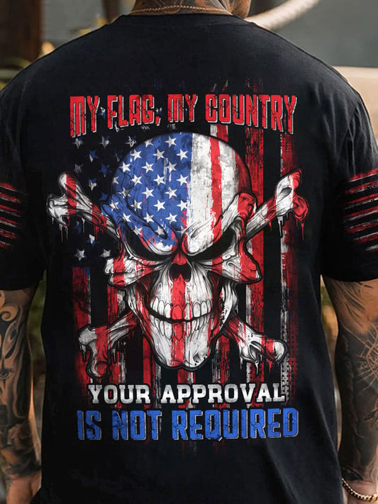 Men's Patriotic Skull Independence Day Print T-Shirt