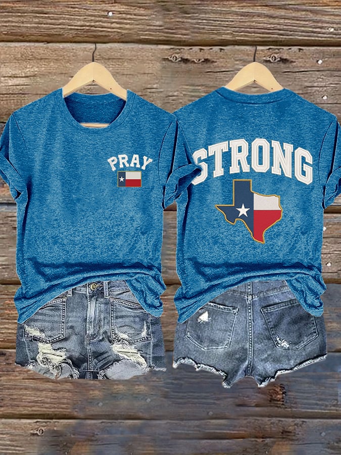 🙏💔Join us in praying for Texas.🙏Retro Pray For Texas Texas Strong Print T-Shirt