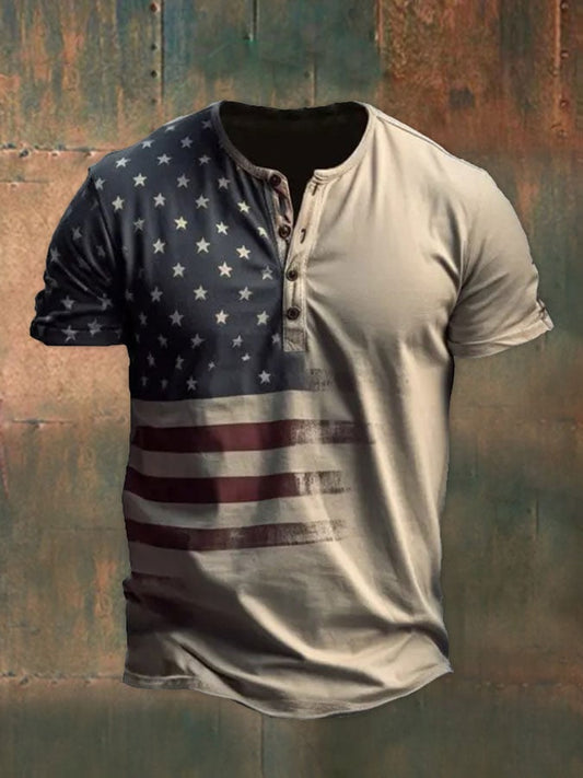 Men's Vintage Independence Day American Flag T-Shirt