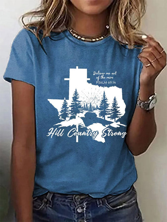 🙏💔Join us in praying for Texas.🙏Women's Texas Strong Than The Flood Print T-Shirt