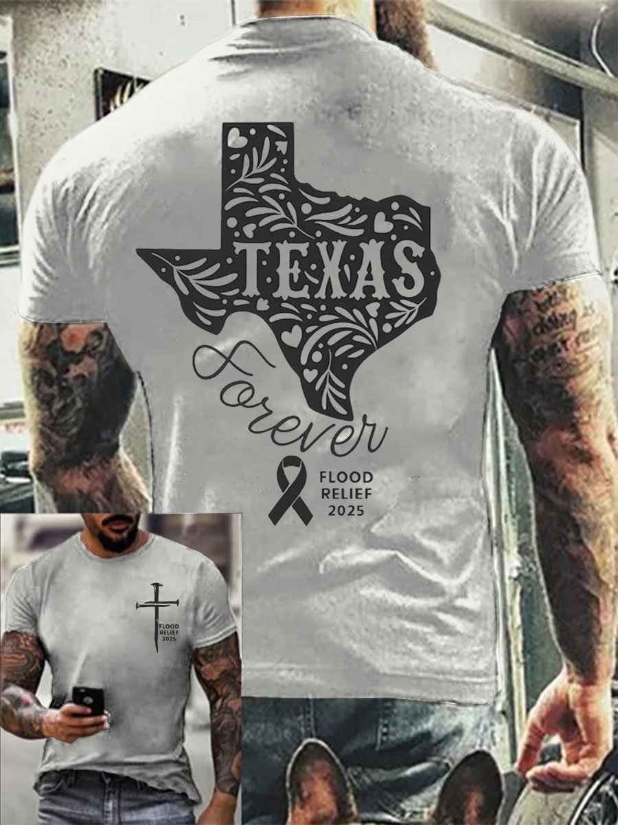 Men's Texas Flood TEXAS Forever Print Crew Neck T-Shirt