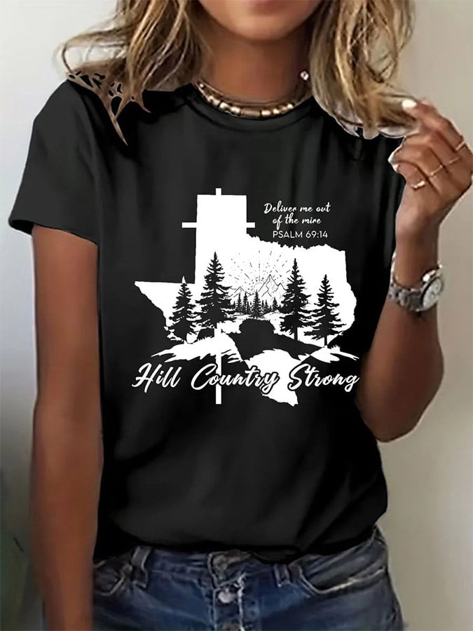 🙏💔Join us in praying for Texas.🙏Women's Texas Strong Than The Flood Print T-Shirt