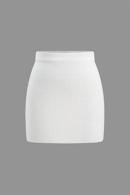 Basic Solid Knit Mini Skirt