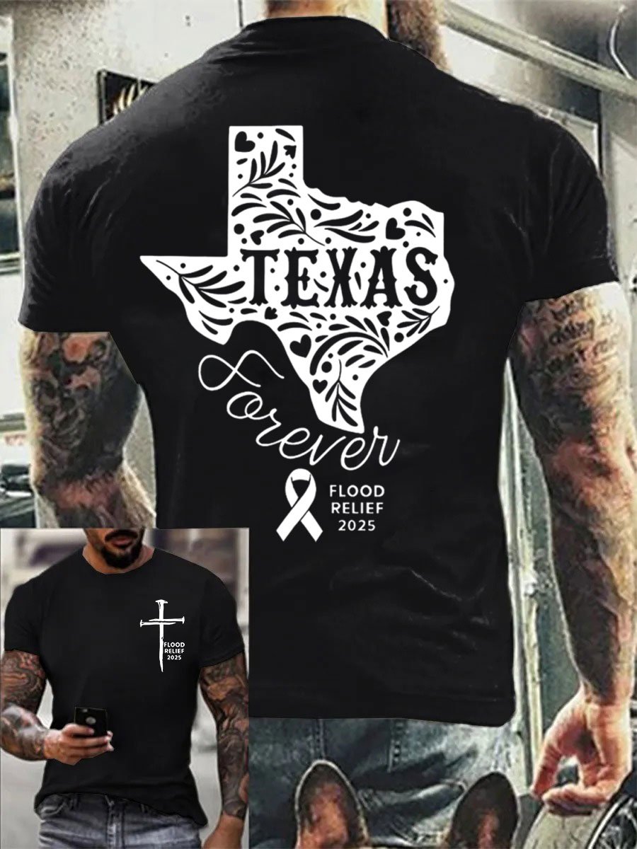 Men's Texas Flood TEXAS Forever Print Crew Neck T-Shirt