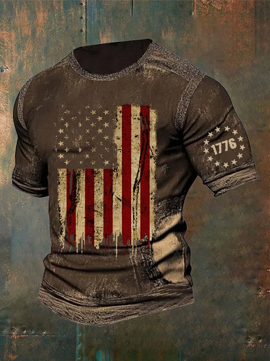 Men's Fashion Casual Retro Independence Day T-shirt