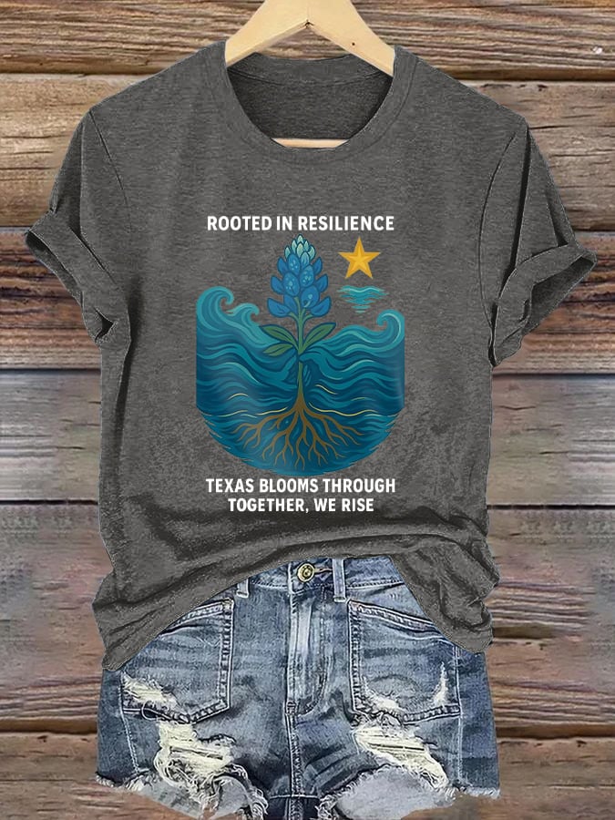 🙏💔Join us in praying for Texas.🙏Retro  Texas Strong Rooted In Resilience Texas Blooms Through Together, We Rise Print T-Shirt