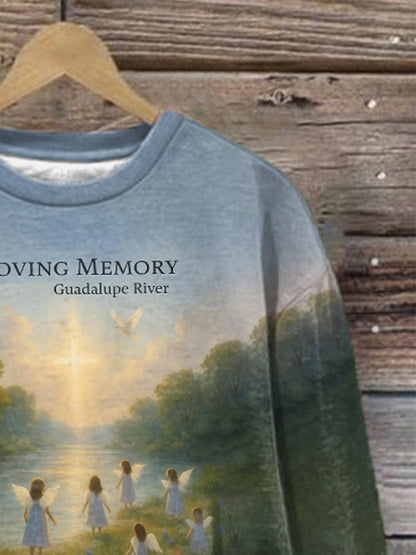 🙏💔Join us in praying for Texas.🙏Retro In Loving Memory Guadalupe River He Gathers The Lambs In His Arms And Carries Them Close To His Hear Isaiah 40:11 Print Sweatshirt