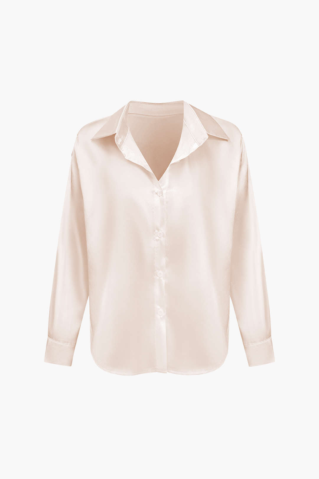 Basic Solid Satin Long-Sleeve Shirt