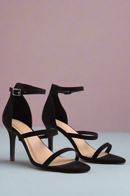 Forward Cross Step Ankle Strap Heels