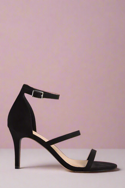 Forward Cross Step Ankle Strap Heels