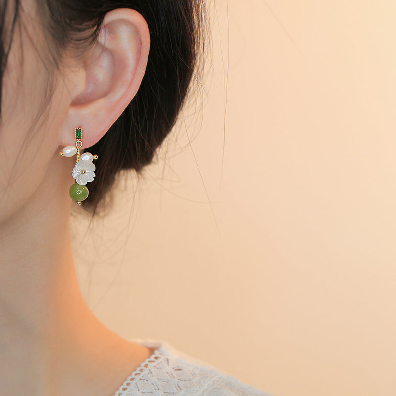 Plum Blossom Jade Gemstone Earrings