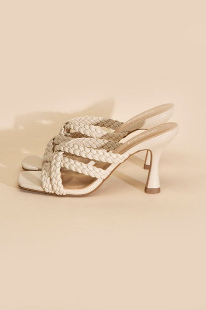 Lena Double Cross Braided Heels
