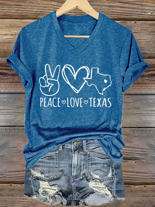 🙏💔Join us in praying for Texas.🙏Women's Love Peace Texas Printed T-shirt
