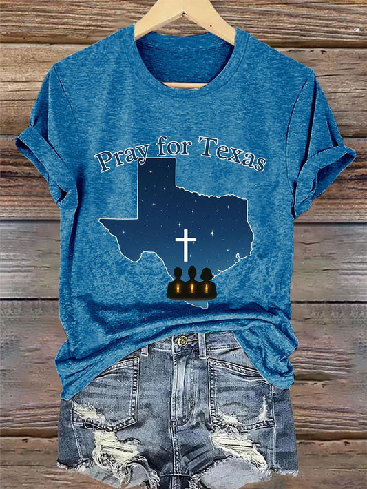 🙏💔Join us in praying for Texas.🙏Retro Texas Strong Pray For Texas Print T-Shirt