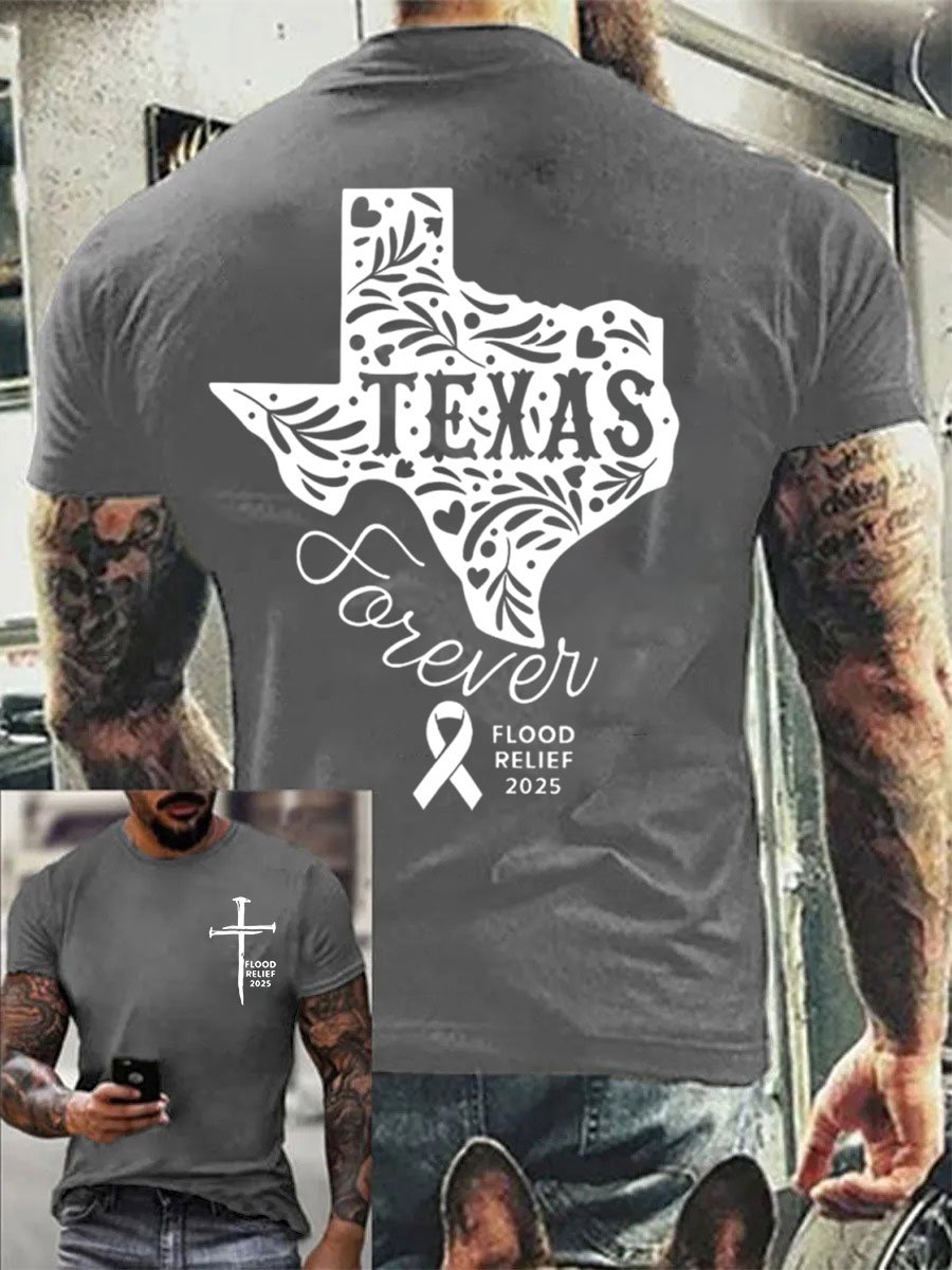 Men's Texas Flood TEXAS Forever Print Crew Neck T-Shirt