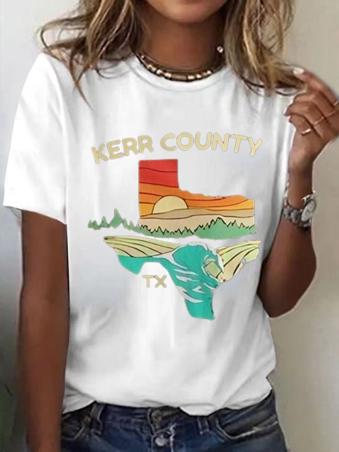 Women'sTexas Together Rising Above The Waters Print Casual T-Shirt