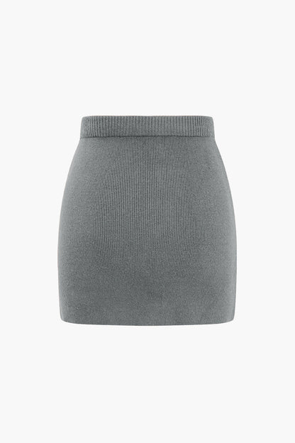 Basic Solid Knit Mini Skirt