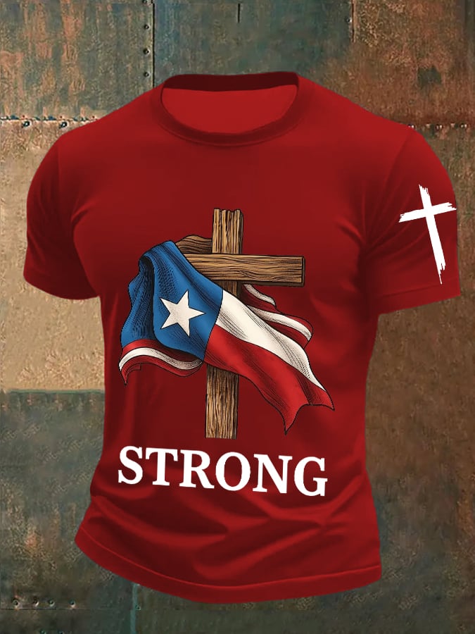 🙏💔Join us in praying for Texas.🙏Men's Vintage Texas Strong Print T-Shirt