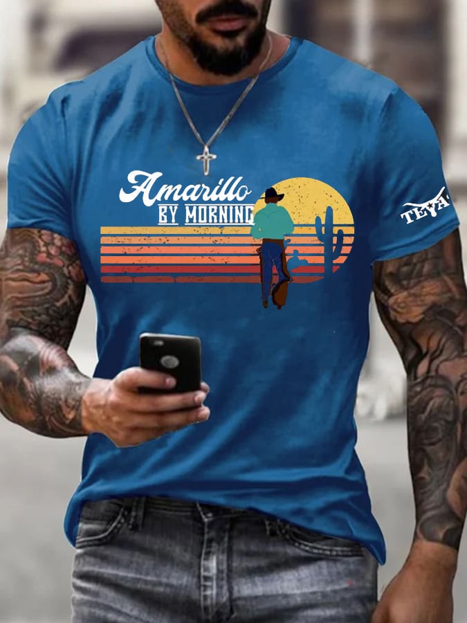 🙏💔Join us in praying for Texas.🙏Men's Amarillo By Morning  Print T-Shirt