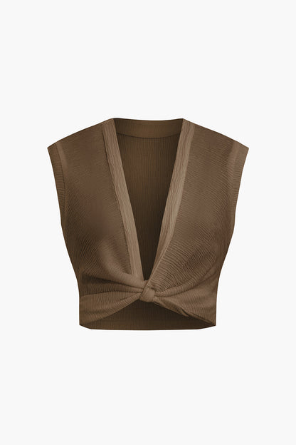 Twist Knot V-Neck Tank Top