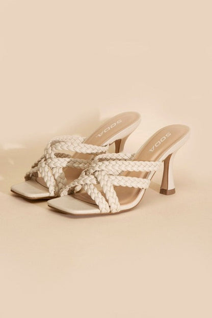 Lena Double Cross Braided Heels