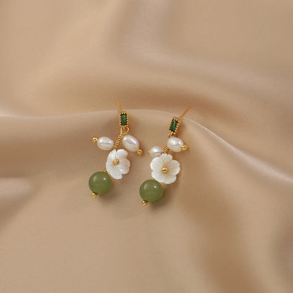 Plum Blossom Jade Gemstone Earrings