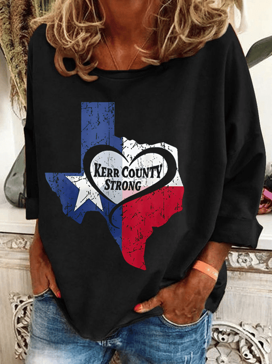 🙏💔Join us in praying for Texas.🙏Women's Kerr County Strong Heat Transfer Casual Sweatshirt