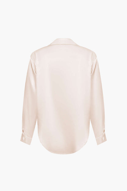 Basic Solid Satin Long-Sleeve Shirt