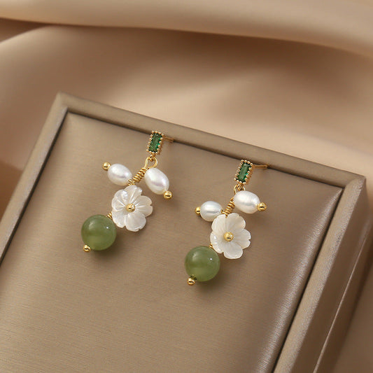 Plum Blossom Jade Gemstone Earrings