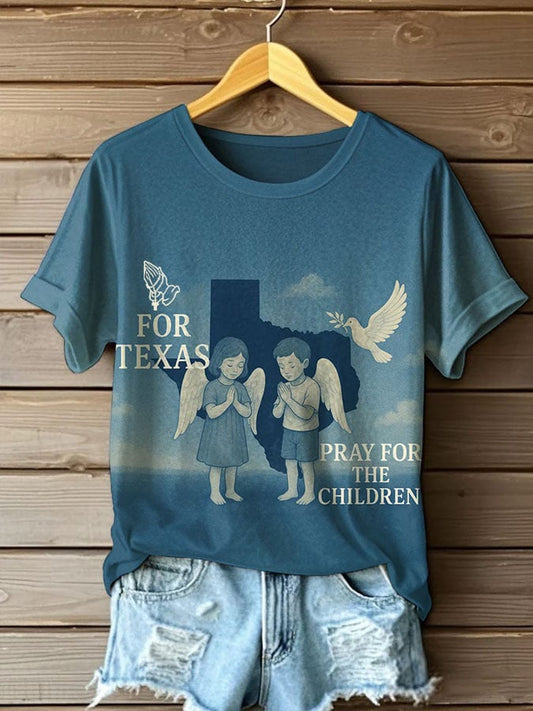 🙏💔Join us in praying for Texas.🙏Women's Texas Flooding  Printed Round Neck T-Shirt