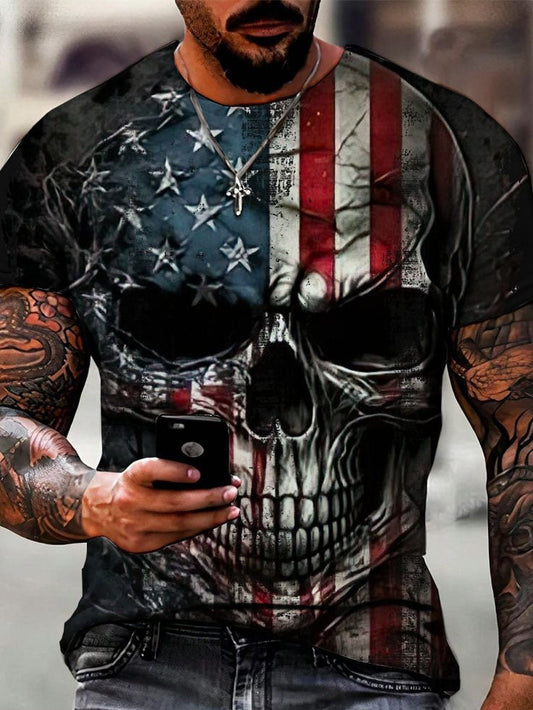 Men's Vintage Skull Print T-Shirt