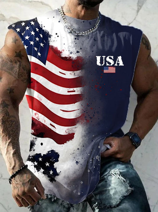 Men'S Indepedence Day Print Casual Vest