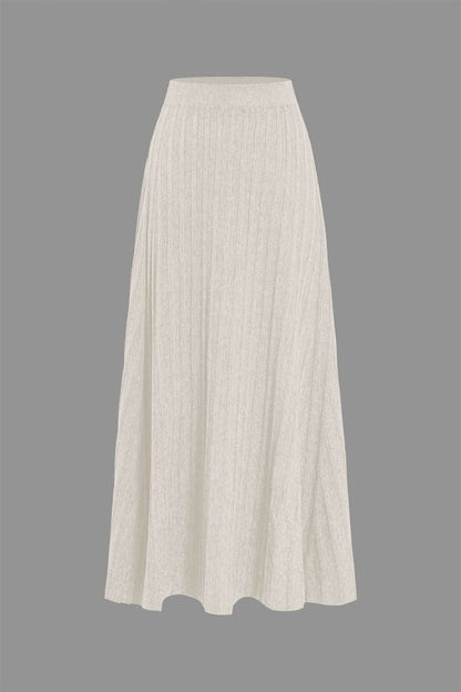 Solid High Waist Sweater Skirt