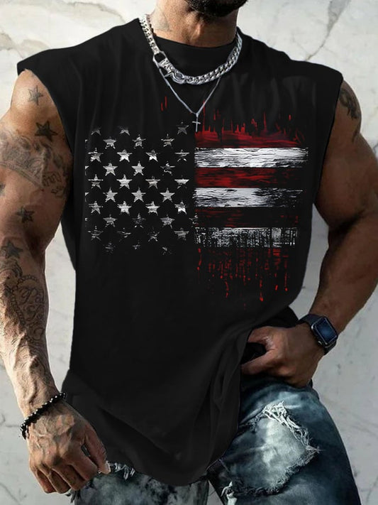 Mens Vintage Flag Print Tank Top