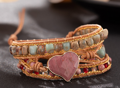 Natural Jasper Gemstone Bracelet, Crystal Beads Bracelet