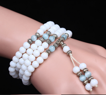 Natural White Jade Bracelet, Gemstone Crystal Beads Bracelet