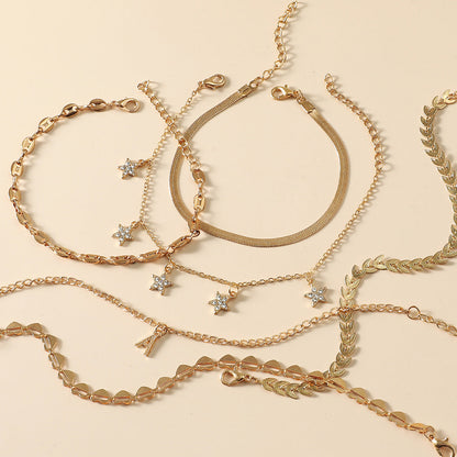 Set of 6 Boho Bracelets, Chain Bracelets For Women