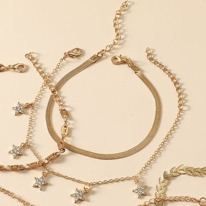 Set of 6 Boho Bracelets, Chain Bracelets For Women
